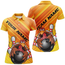 Load image into Gallery viewer, Yellow Custom Funny Turkey Bowling Shirts For Women, Thanksgiving Bowling Shirt Team Uniform IPHW7583