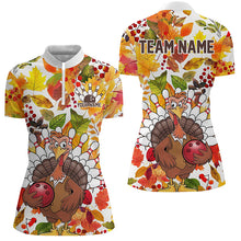 Load image into Gallery viewer, Custom Funny Turkey Bowling Shirts For Women, Fall Season Thanksgiving Bowling Team Shirts IPHW7586