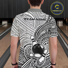Load image into Gallery viewer, Custom Black And White Traditional Samoan Tribal Polynesian Pattern Bowling Men Shirt IPHW10323