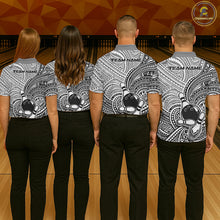 Load image into Gallery viewer, Custom Black And White Traditional Samoan Tribal Polynesian Pattern Bowling Men Shirt IPHW10323