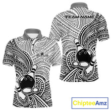 Load image into Gallery viewer, Custom Black And White Traditional Samoan Tribal Polynesian Pattern Bowling Men Shirt IPHW10323