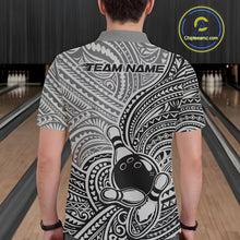 Load image into Gallery viewer, Custom Black And Gray Traditional Samoan Tribal Polynesian Pattern Bowling Men Shirt IPHW10324