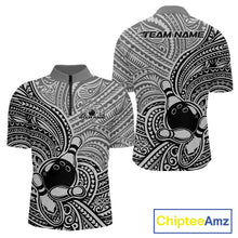 Load image into Gallery viewer, Custom Black And Gray Traditional Samoan Tribal Polynesian Pattern Bowling Men Shirt IPHW10324