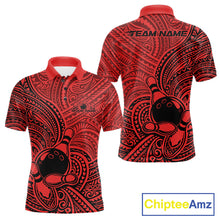 Load image into Gallery viewer, Custom Black And Red Traditional Samoan Tribal Polynesian Pattern Bowling Men Shirt IPHW10325