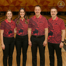 Load image into Gallery viewer, Custom Black And Red Traditional Samoan Tribal Polynesian Pattern Bowling Men Shirt IPHW10325