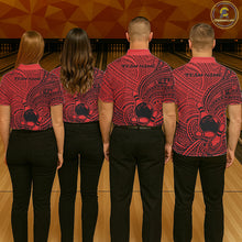 Load image into Gallery viewer, Custom Black And Red Traditional Samoan Tribal Polynesian Pattern Bowling Men Shirt IPHW10325