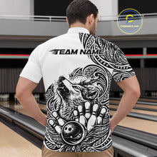 Load image into Gallery viewer, Custom Black And White Tribal Pattern Maori Style Wolf Bowling Team Men Quarter-Zip Shirts IPHW10330
