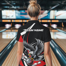 Load image into Gallery viewer, Custom Black And Red Eagle Bowling Women Polo Shirts, Eagle Bowling Team Jerseys IPHW8732