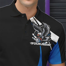 Load image into Gallery viewer, Custom Black And Blue Eagle Bowling Men Polo Shirts, Eagle Bowling Team Jerseys IPHW8733