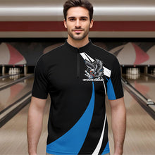 Load image into Gallery viewer, Custom Black And Blue Eagle Bowling Men Quarter-Zip Shirts, Eagle Bowling Team Jerseys IPHW8733
