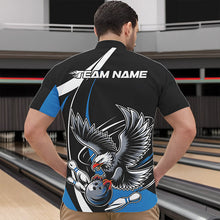 Load image into Gallery viewer, Custom Black And Blue Eagle Bowling Men Quarter-Zip Shirts, Eagle Bowling Team Jerseys IPHW8733