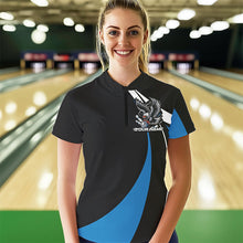 Load image into Gallery viewer, Custom Black And Blue Eagle Bowling Women Quarter-Zip Shirts, Eagle Bowling Team Jerseys IPHW8733