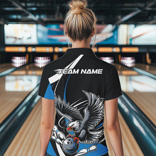 Load image into Gallery viewer, Custom Black And Blue Eagle Bowling Women Quarter-Zip Shirts, Eagle Bowling Team Jerseys IPHW8733