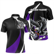 Load image into Gallery viewer, Custom Black And Purple Eagle Bowling Men Polo Shirts, Eagle Bowling Team Jerseys IPHW8734