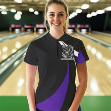 Load image into Gallery viewer, Custom Black And Purple Eagle Bowling Women Quarter-Zip Shirts, Eagle Bowling Team Jerseys IPHW8734