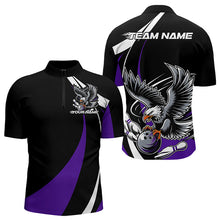 Load image into Gallery viewer, Custom Black And Purple Eagle Bowling Men Quarter-Zip Shirts, Eagle Bowling Team Jerseys IPHW8734