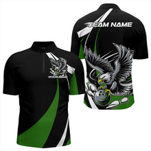 Load image into Gallery viewer, Custom Black And Green Eagle Bowling Men Quarter-Zip Shirts, Eagle Bowling Team Jerseys IPHW8735
