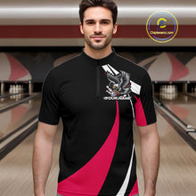 Load image into Gallery viewer, Custom Black And Pink Eagle Bowling Jerseys, Eagle Bowling League Shirt Team Uniform IPHW10812