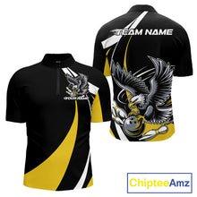 Load image into Gallery viewer, Custom Black And Yellow Eagle Bowling Jerseys, Eagle Bowling League Shirt Team Uniform IPHW10813