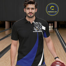 Load image into Gallery viewer, Custom Black And Blue Eagle Bowling Jerseys, Eagle Bowling League Shirt Team Uniform IPHW10815