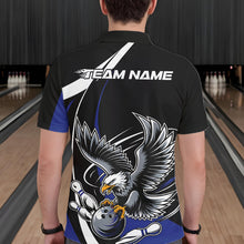 Load image into Gallery viewer, Custom Black And Blue Eagle Bowling Jerseys, Eagle Bowling League Shirt Team Uniform IPHW10815
