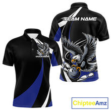 Load image into Gallery viewer, Custom Black And Blue Eagle Bowling Jerseys, Eagle Bowling League Shirt Team Uniform IPHW10815