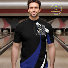 Load image into Gallery viewer, Custom Black And Blue Eagle Bowling Jerseys, Eagle Bowling League Shirt Team Uniform IPHW10815