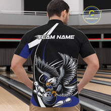 Load image into Gallery viewer, Custom Black And Blue Eagle Bowling Jerseys, Eagle Bowling League Shirt Team Uniform IPHW10815