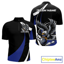 Load image into Gallery viewer, Custom Black And Blue Eagle Bowling Jerseys, Eagle Bowling League Shirt Team Uniform IPHW10815