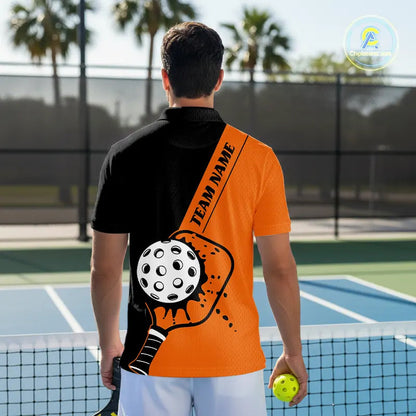 Black And Orange Custom Pickleball Team Shirts For Men, Pickleball Jersey Outfit IPHW10822