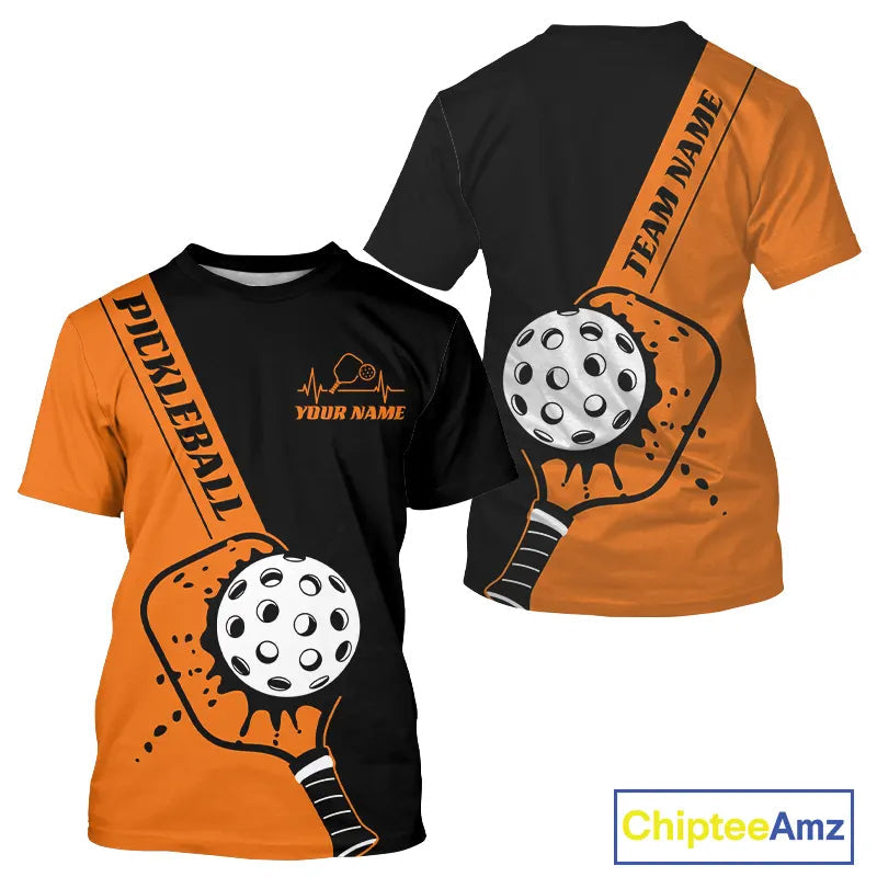 Black And Orange Custom Pickleball Team For Men, Pickleball Jersey Outfit IPHW10822