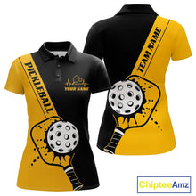 Load image into Gallery viewer, Black And Yellow Custom Pickleball Team Shirts For Women, Pickleball Jersey Outfit IPHW10823