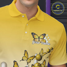 Load image into Gallery viewer, Custom Yellow Gradient Butterfly Bowling Men Polo Shirts For Team, Bowling League Shirt IPHW10826