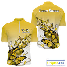 Load image into Gallery viewer, Custom Yellow Gradient Butterfly Bowling Men Quarter-Zip Shirts For Team, Bowling League Shirt IPHW10826