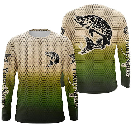 Custom Pike Fishing Long Sleeve Tournament Fishing Shirts, Pike Uv Protection Fishing Jerseys IPHW6218