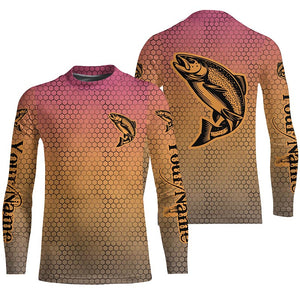 Custom Rainbow Trout Fly Fishing Long Sleeve Shirts, Trout Tournament Fishing Shirts IPHW6219