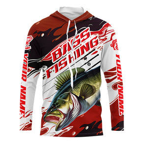 Custom Largemouth Bass Fishing Jerseys, Bass Long Sleeve Tournament Fishing Shirts | Red Camo IPHW6225