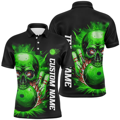 Personalized Flame Skull Men And Women Team Bowling Shirts, Multi-Color Bowling Jerseys For Bowlers IPHW6557