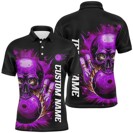Personalized Flame Skull Men And Women Team Bowling Shirts, Multi-Color Bowling Jerseys For Bowlers IPHW6557