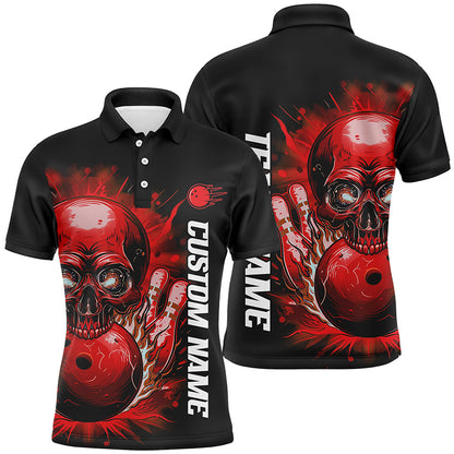 Personalized Flame Skull Men And Women Team Bowling Shirts, Multi-Color Bowling Jerseys For Bowlers IPHW6557