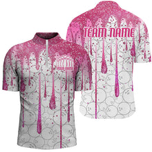 Load image into Gallery viewer, 3D Pink Glitter Pink Ribbon Pattern Custom Breast Cancer Bowling Polo Shirts For Men And Women IPHW7051