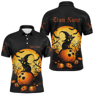 Custom Black Cat Halloween Ladies Bowling Shirts, Halloween Bowling Team Outfits IPHW7600