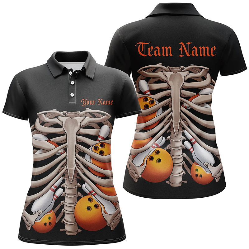 Bowling Balls And Pins Inside The Rib Cage Custom Halloween Skeleton Shirts For Men IPHW7601