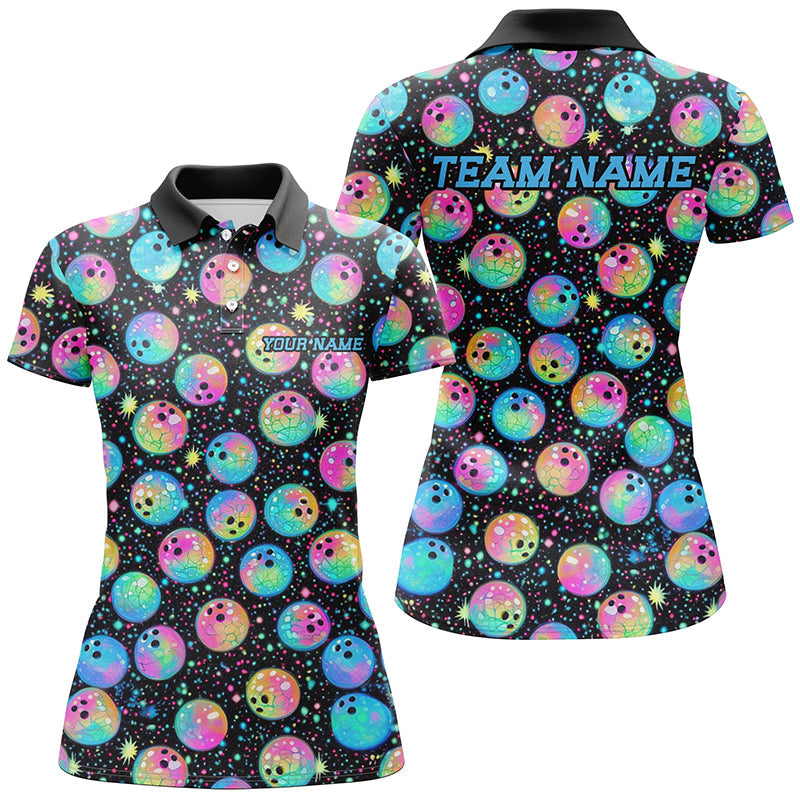 Custom Colorful Ladies Bowling Shirts, Galaxy Bowling Team Shirts Bowler Outfits IPHW7603