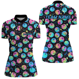 Custom Colorful Ladies Bowling Shirts, Galaxy Bowling Team Shirts Bowler Outfits IPHW7603