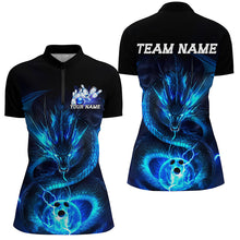 Load image into Gallery viewer, Black And Green Custom Dragn Ladies Bowling Shirts, Bowling Team Uniform Bowler Outfits IPHW7615