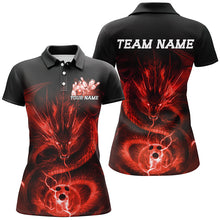 Load image into Gallery viewer, Black And Red Custom Dragn Ladies Bowling Shirts, Bowling Team Uniform Bowler Outfits IPHW7616