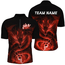 Load image into Gallery viewer, Black And Red Custom Dragn Bowling Shirts For Men, Bowling Team Uniform Bowler Outfits IPHW7616