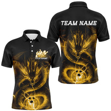 Load image into Gallery viewer, Black And Gold Custom Dragon Bowling Shirts For Men, Bowling Team Uniform Bowler Outfits IPHW7617