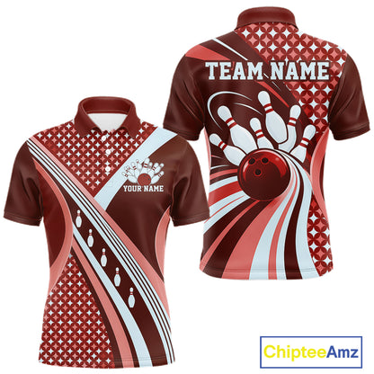 Custom Burgundy Red Classic Retro Bowling Team League Shirt, Bowling Men Polo Shirt IPHW12363